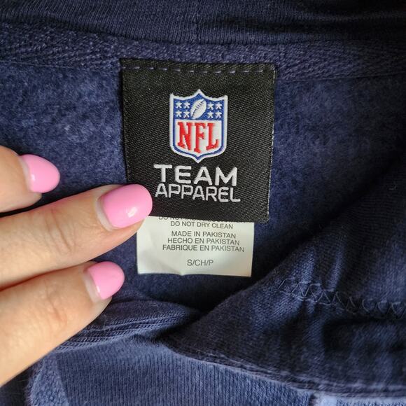 NFL Team Apparel New England Patriots Navy Logo Hoodie Sweatshirt Size Small - Picture 5 of 6